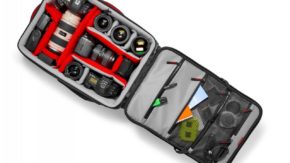 Manfrotto Pro Light Reloader-55 carry-on size roller bag holds 3 cameras, 8 lenses