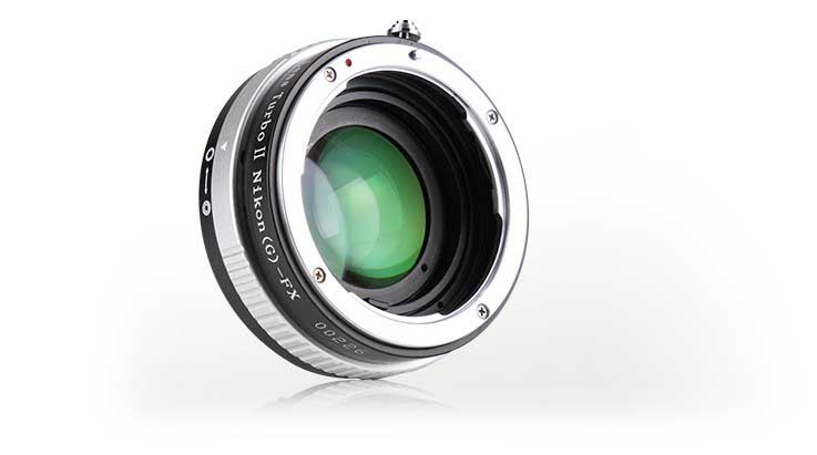 Lens Turbo II N focal reducer adapter lets you mount Nikon F lenses to