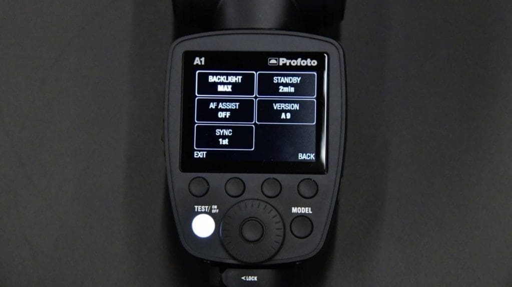 Profoto A1 Review Menu screen 2