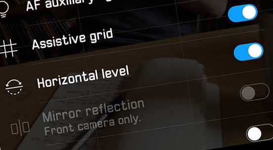 Best settings for the Huawei P30 Pro: activate grid and level