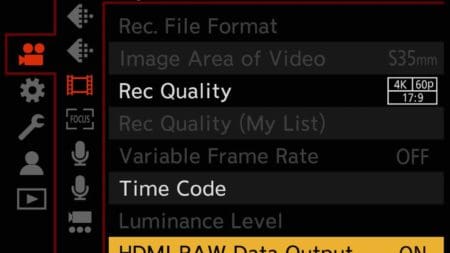 Panasonic Lumix S1H firmware update adds raw video data output via HDMI